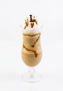 Ladurée Caramel Frappe with whipped cream and caramel drizzle